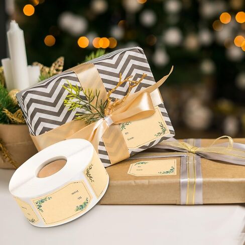 600 PCS Gift Tag Stickers, 1.18" x 2" Brown Kraft to and from Gift Adhesive Labels Christmas Holiday Present Stickers in Saudi Arabia