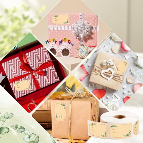 600 PCS Gift Tag Stickers, 1.18" x 2" Brown Kraft to and from Gift Adhesive Labels Christmas Holiday Present Stickers in Saudi Arabia