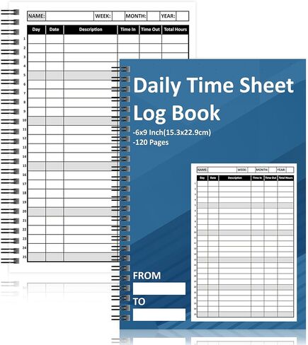 4 Pcs Daily Time Sheet Log Book 120 Pages 6x9 Inch Spiral Binder Work Hours Log Book Payroll Record Book Attendance Book Daily Journal Weekly Time Sheet Book for Small Business Office (4, 6 x 9 Inch) in Saudi Arabia