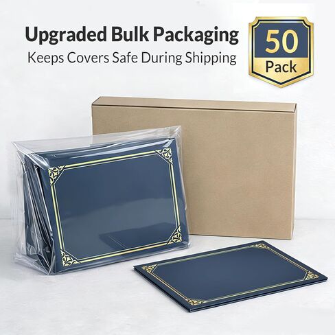50 Packs Certificate Holders, Navy Blue Diploma Holders, Certificate Covers with Gold Foil Border for Letter Size 8.5 x 11 Award Certificates, Diploma and Documents in Kuwait