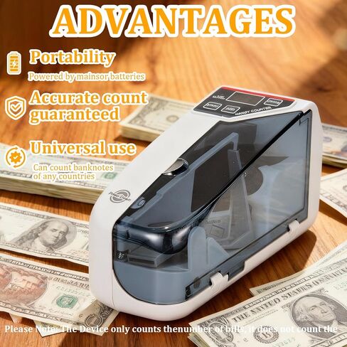 ماكينة عد النقود من وينب مع خاصية كشف التزييف بالأشعة فوق البنفسجية - ماكينة عد النقود المحمولة، ماكينة عد النقود عالية السرعة 600 ورقة/الدقيقة للفواتير والعملات in Kuwait