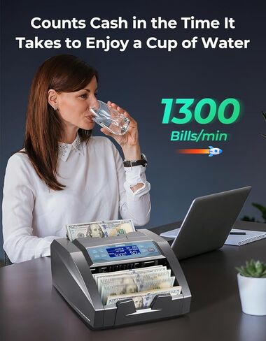 ماكينة عد النقود SVANTTO BC009 مع عدد قيم، كشف التزييف MT/UV/MG/IR/DD/DBL/HLF/CHN لعداد فواتير الدولار/اليورو، عداد النقود في وضع الإضافة/الدفعة، 1,300 ورقة نقدية/الدقيقة، حماية لمدة عامين in Kuwait