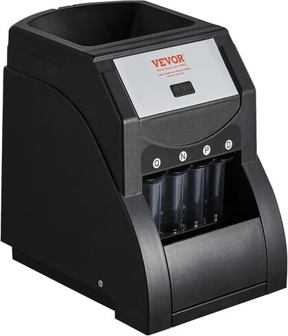 VEVOR Coin Sorter, Coin Sorter and Wrapper Machine with 4 Larger Coin Tubes, Sorts USD Coin 1￠ 5￠ 10￠ 25, up to 230 Coins/min, Black in Kuwait