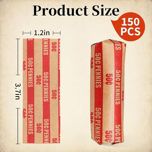 150 Pcs Penny Coin Wrappers, Flat Coin Roll Wrapper for Pennies, Standard Size for Coin Sorting, Banking, Stores & Office in Kuwait