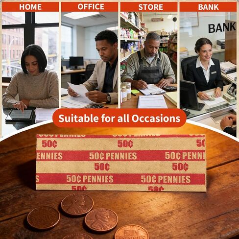 150 Pcs Penny Coin Wrappers, Flat Coin Roll Wrapper for Pennies, Standard Size for Coin Sorting, Banking, Stores & Office in Kuwait