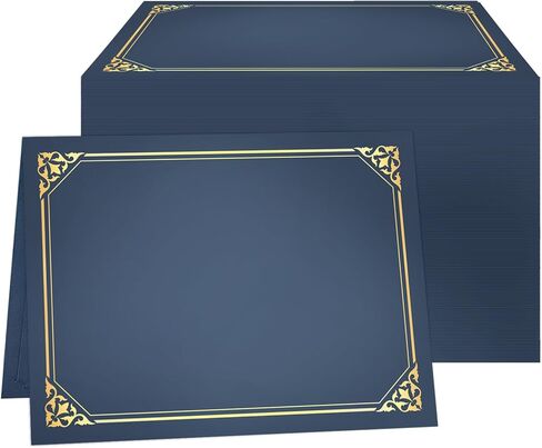 50 Packs Certificate Holders, Navy Blue Diploma Holders, Certificate Covers with Gold Foil Border for Letter Size 8.5 x 11 Award Certificates, Diploma and Documents in Kuwait