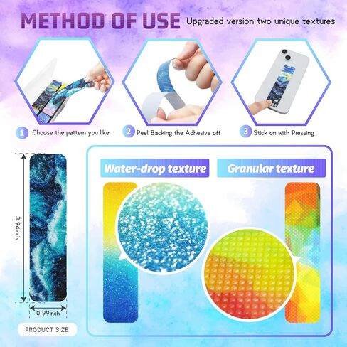 48 Pieces Unique Sensory Stickers for Anxiety Relief Items - Sensory Strips with Storage Box - 2 Textured Surface Fidget Strips for Office & Classroom Desk - Relieve Adult & Teen Stress in Saudi Arabia
