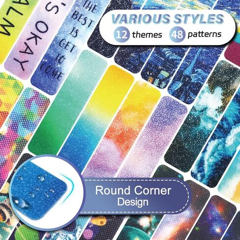 48 Pieces Unique Sensory Stickers for Anxiety Relief Items - Sensory Strips with Storage Box - 2 Textured Surface Fidget Strips for Office & Classroom Desk - Relieve Adult & Teen Stress in Saudi Arabia