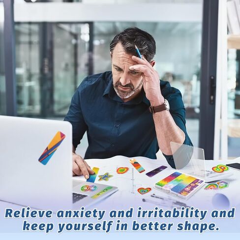 48 Pieces Unique Sensory Stickers for Anxiety Relief Items - Sensory Strips with Storage Box - 2 Textured Surface Fidget Strips for Office & Classroom Desk - Relieve Adult & Teen Stress in Saudi Arabia