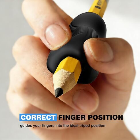 6 Pack Ergonomic Pencil Grips,Triangular Design with Finger Grooves for Children &Arthritis,Soft Non-Slip Silicone,Corrects Grip Position for Writing and Drawing,Left & Right Handed,Black in Kuwait