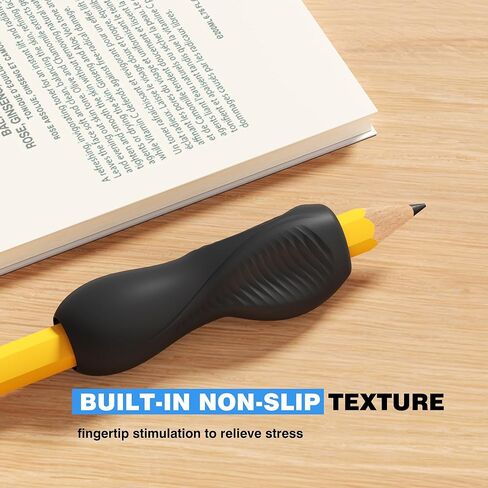 6 Pack Ergonomic Pencil Grips,Triangular Design with Finger Grooves for Children &Arthritis,Soft Non-Slip Silicone,Corrects Grip Position for Writing and Drawing,Left & Right Handed,Black in Kuwait