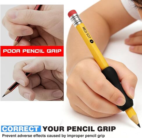 6 Pack Ergonomic Pencil Grips,Triangular Design with Finger Grooves for Children &Arthritis,Soft Non-Slip Silicone,Corrects Grip Position for Writing and Drawing,Left & Right Handed,Black in Kuwait