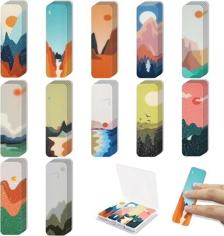 48 Pieces Unique Sensory Stickers for Anxiety Relief Items - Sensory Strips with Storage Box - 2 Textured Surface Fidget Strips for Office & Classroom Desk - Relieve Adult & Teen Stress in Saudi Arabia