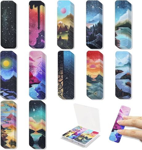 48 Pieces Unique Sensory Stickers for Anxiety Relief Items - Sensory Strips with Storage Box - 2 Textured Surface Fidget Strips for Office & Classroom Desk - Relieve Adult & Teen Stress in Saudi Arabia