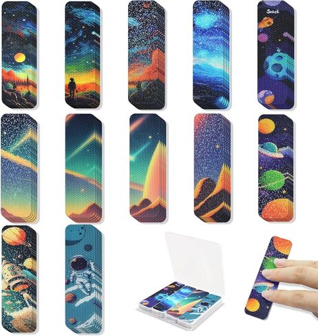 48 Pieces Unique Sensory Stickers for Anxiety Relief Items - Sensory Strips with Storage Box - 2 Textured Surface Fidget Strips for Office & Classroom Desk - Relieve Adult & Teen Stress in Saudi Arabia