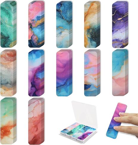 48 Pieces Unique Sensory Stickers for Anxiety Relief Items - Sensory Strips with Storage Box - 2 Textured Surface Fidget Strips for Office & Classroom Desk - Relieve Adult & Teen Stress in Saudi Arabia