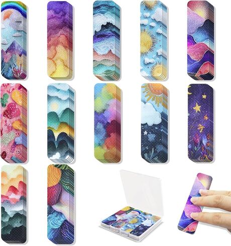 48 Pieces Unique Sensory Stickers for Anxiety Relief Items - Sensory Strips with Storage Box - 2 Textured Surface Fidget Strips for Office & Classroom Desk - Relieve Adult & Teen Stress in Saudi Arabia