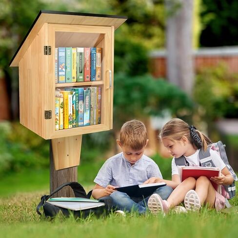 صندوق كتب للمكتبة الخارجية، مكتبة صغيرة مزدوجة لمشاركة الكتب، خزانة خشبية للتخزين يمكنك تركيبها بنفسك بسهولة لمجتمع الأحياء والمدارس in Kuwait