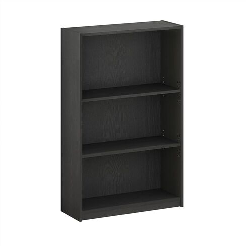 رف كتب Furinno Jaya، رف كتب من 3 طبقات، خزانة كتب مع أرفف قابلة للتعديل، 9.5 × 24.5 × 40.3، للتنظيم والتخزين، لغرفة المعيشة، غرفة النوم، المكتب المنزلي، خشب أسود in Kuwait