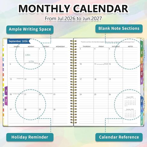 Teacher Planner 2026-2027, July 2026 to June 2027 Academic Year, 8.5" x 11" Lesson Planner Book for Teachers with Colorful Tabs, Hardcover, Color Stripe in Saudi Arabia