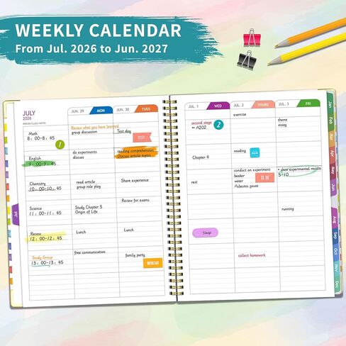 Teacher Planner 2026-2027, July 2026 to June 2027 Academic Year, 8.5" x 11" Lesson Planner Book for Teachers with Colorful Tabs, Hardcover, Color Stripe in Saudi Arabia