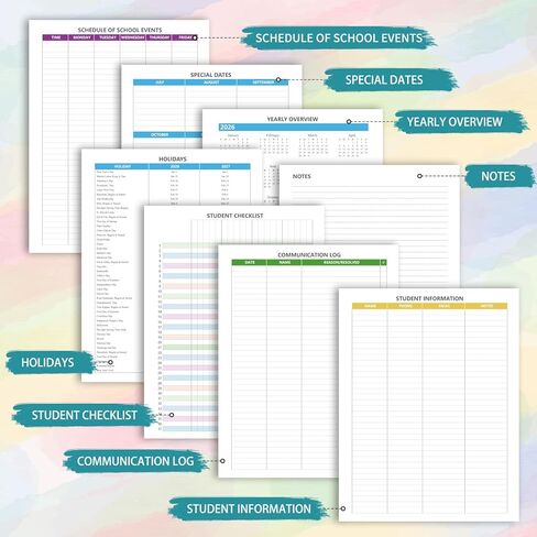 Teacher Planner 2026-2027, July 2026 to June 2027 Academic Year, 8.5" x 11" Lesson Planner Book for Teachers with Colorful Tabs, Hardcover, Color Stripe in Saudi Arabia