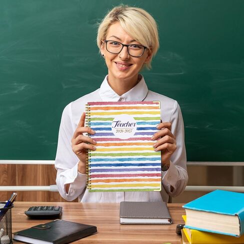 Teacher Planner 2026-2027, July 2026 to June 2027 Academic Year, 8.5" x 11" Lesson Planner Book for Teachers with Colorful Tabs, Hardcover, Color Stripe in Saudi Arabia