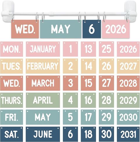 مجموعة لوحة نشرة تقويم مغناطيسية قابلة للطي من Boho Calendar ديكورات الفصل الدراسي، تقاويم قلابة مع 56 بطاقة تاريخ وحامل مغناطيسي قابل للتعديل للمعلم للعودة إلى المدرسة والفصل الدراسي وديكور المكتب المنزلي in Kuwait