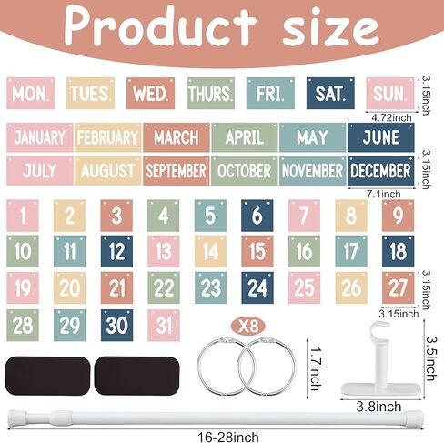 مجموعة لوحة نشرة تقويم مغناطيسية قابلة للطي من Boho Calendar ديكورات الفصل الدراسي، تقاويم قلابة مع 56 بطاقة تاريخ وحامل مغناطيسي قابل للتعديل للمعلم للعودة إلى المدرسة والفصل الدراسي وديكور المكتب المنزلي in Kuwait