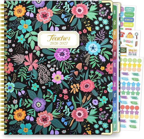 Teacher Planner 2026-2027, July 2026 to June 2027 Academic Year, 8.5" x 11" Lesson Planner Book for Teachers with Colorful Tabs, Hardcover, Color Stripe in Saudi Arabia