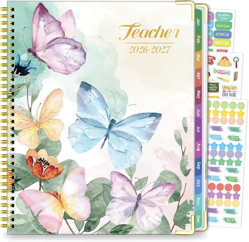 Teacher Planner 2026-2027, July 2026 to June 2027 Academic Year, 8.5" x 11" Lesson Planner Book for Teachers with Colorful Tabs, Hardcover, Color Stripe in Saudi Arabia