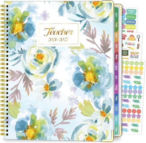 Teacher Planner 2026-2027, July 2026 to June 2027 Academic Year, 8.5" x 11" Lesson Planner Book for Teachers with Colorful Tabs, Hardcover, Color Stripe in Saudi Arabia