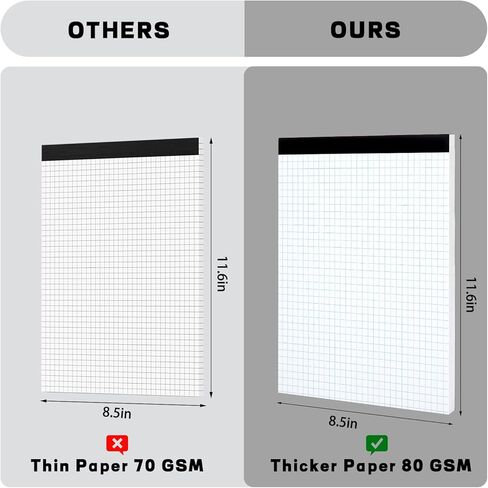 Thboxes 30 ورقة رسم بياني، 11.6 بوصة × 8.5 بوصة 4 × 4 (4 مربعات لكل بوصة) سهلة التمزق خارج الشبكة لوحة ورقية 2 حزمة رسومات فنية هندسية، دفتر ورق رسم بياني للمدرسة، دفاتر رسم بياني للمكتب in Kuwait