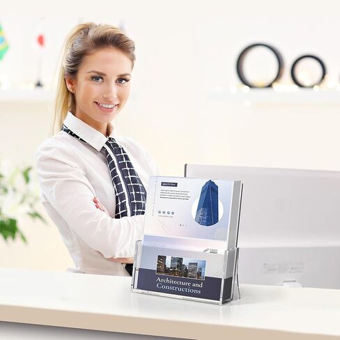 zavekia 2 حزمة حامل كتيب الاكريليك، 8.5 × 11 بوصة حامل الأدب الأكريليك الشفاف حامل عرض نشرة بلاستيكية in Kuwait