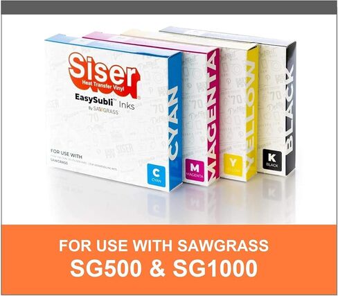 Sawgrass EASYSUBLI Sublimation Ink cartridges for SG500 Printer (Full Set) Bundle with EasySubli HTV Heat Transfer Vinyl - 10 Sheets EasySubli 8.4x11 and 10 Sheets EasySubli Mask 8x10 for Siser Users in Kuwait