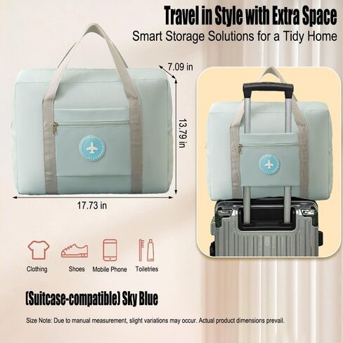 Waterproof Foldable Travel Bag, Extra Large Storage Duffle Bag with Zippers and Handles, Big Foldable Duffle Bag for Travel,Blue in Kuwait