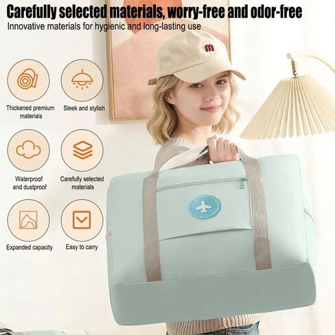 Waterproof Foldable Travel Bag, Extra Large Storage Duffle Bag with Zippers and Handles, Big Foldable Duffle Bag for Travel,Blue in Kuwait