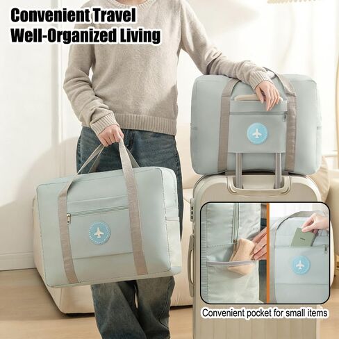 Waterproof Foldable Travel Bag, Extra Large Storage Duffle Bag with Zippers and Handles, Big Foldable Duffle Bag for Travel,Blue in Kuwait