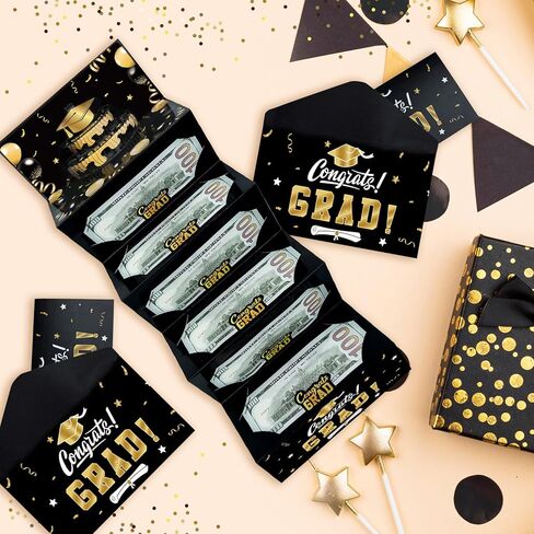 3D Graduation Money Card Holder 2026 with Envelopes 6 Slots Congrat Grad Cash Card Holder Graduation Gift Card Money Holder for College High School Graduate Party Supplies (Black Gold) in Saudi Arabia