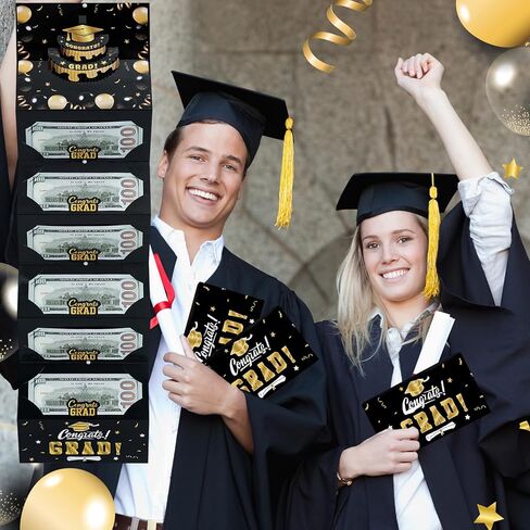 3D Graduation Money Card Holder 2026 with Envelopes 6 Slots Congrat Grad Cash Card Holder Graduation Gift Card Money Holder for College High School Graduate Party Supplies (Black Gold) in Saudi Arabia