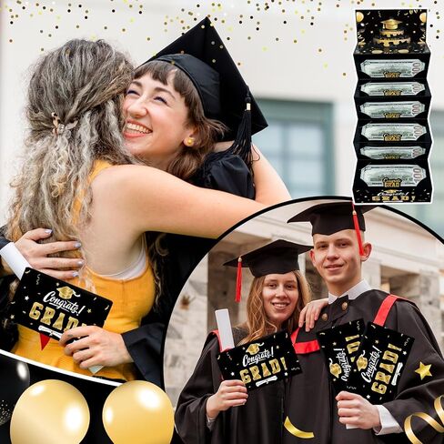 3D Graduation Money Card Holder 2026 with Envelopes 6 Slots Congrat Grad Cash Card Holder Graduation Gift Card Money Holder for College High School Graduate Party Supplies (Black Gold) in Saudi Arabia