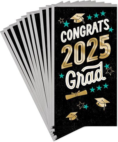 بطاقات حامل أموال التخرج من هولمارك بتاريخ عام، تهنئة 2026 Grad (10 بطاقات مع مظاريف) أسود، أزرق، ذهبي in Kuwait