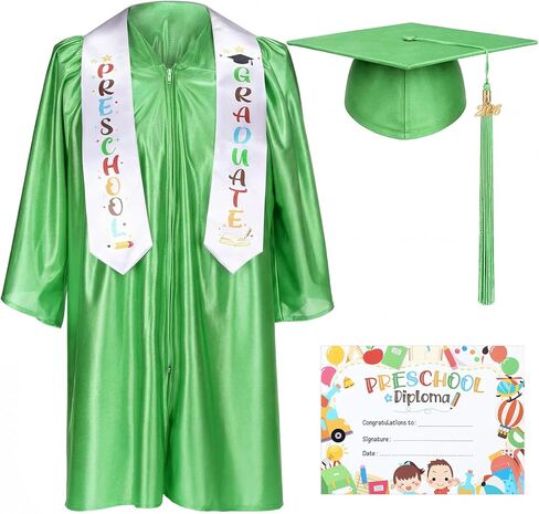Sureio 6 Pcs Kindergarten Preschool Graduation Cap and Gown with 2025 Tassel Graduation Stole Certificate for Toddler Kids in Saudi Arabia