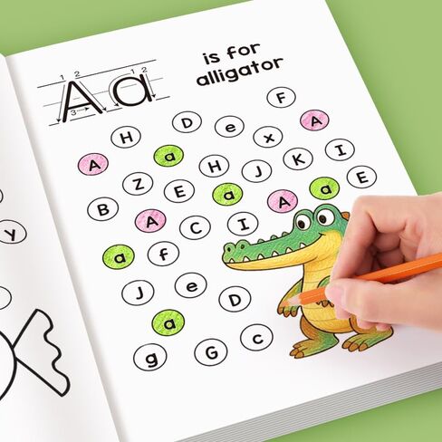 كتاب تتبع الحروف - كتاب تتبع الحروف ABC مكون من 32 صفحة، كتاب تدريب على كتابة الحروف الأبجدية مع أنماط حيوانات، 10.24 × 7.09 بوصة (26 × 18 سم) in Kuwait