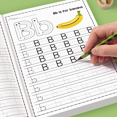 كتاب تتبع الحروف - كتاب تتبع الحروف ABC مكون من 32 صفحة، كتاب تدريب على كتابة الحروف الأبجدية مع أنماط حيوانات، 10.24 × 7.09 بوصة (26 × 18 سم) in Kuwait