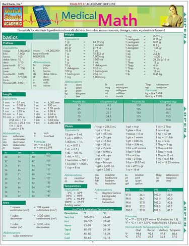 الرياضيات الطبية: دليل مرجعي مغلف QuickStudy (دليل مرجعي مغلف؛ دراسة أكاديمية سريعة) in Kuwait