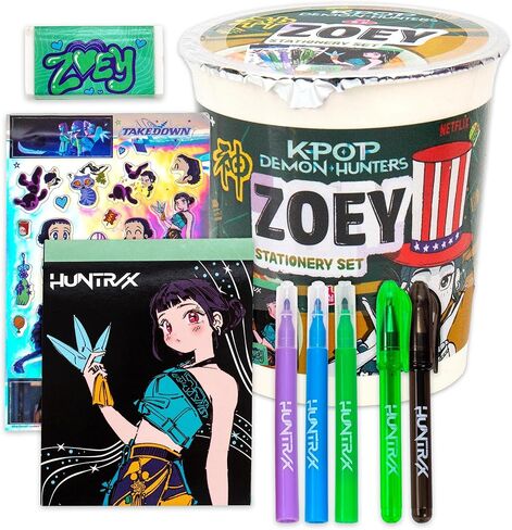 مجموعة قرطاسية Kpop Demon Hunters™ Mira مع دفتر ملاحظات صغير وأقلام جل وأقلام تحديد وممحاة وملصقات Kpop إضافية وتخزين لطيف، سلع K Pop Demon Hunters الرسمية لمحبي K-Pop والطلاب والمراهقين in Kuwait