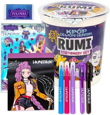 Kpop Demon Hunters™ Mira Stationery Set with Mini Notebook, Gel Pens, Markers, Eraser, Bonus Kpop Stickers & Cute Storage, Official K Pop Demon Hunters Merch for K-Pop Fans, Students, Teens in Saudi Arabia