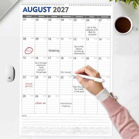 تقويم حائط كبير من GuassLee 2026-2027، 22 بوصة × 15 بوصة تقويم حائط عمودي 2026، يونيو 2026 إلى ديسمبر 2027، جدار مخطط معلق ورقي لمدة 19 شهرًا مع تاريخ جوليان لتخطيط وتنظيم المنزل المكتبي in Kuwait