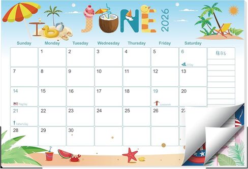 تقويم مكتب Guasslee 2026-2027، تقويم السنة الدراسية 19 شهرًا، 2026 يونيو - 2027 ديسمبر، مخطط مكتب شهري كبير مقاس 17 بوصة × 11.5 بوصة مع واقيات الزوايا، وكتل وافرة وملاحظات للمكتب المنزلي in Kuwait